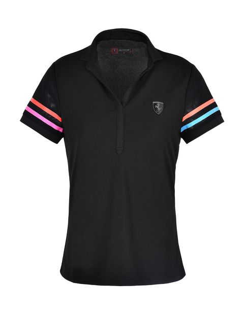 Scuderia Ferrari Online Store - Breathable polo shirt in technical fabric with Shield on the breast - Short Sleeve Polos