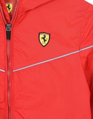Scuderia Ferrari Online Store - Hooded jacket for teens with Scuderia Ferrari Icon Tape - Raincoats