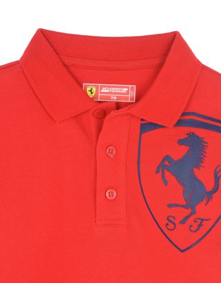 Scuderia Ferrari Online Store - Short-sleeve polo shirt for teens with Shield - Short Sleeve Polos