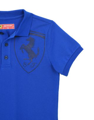 Scuderia Ferrari Online Store - Short-sleeve polo shirt for teens with Shield - Short Sleeve Polos