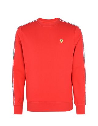 Scuderia Ferrari Online Store - Men's crewneck sweatshirt with Icon Tape - Crew Neck Sweaters