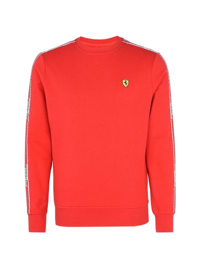 Scuderia Ferrari Online Store - Men's crewneck sweatshirt with Icon Tape - Crew Neck Sweaters