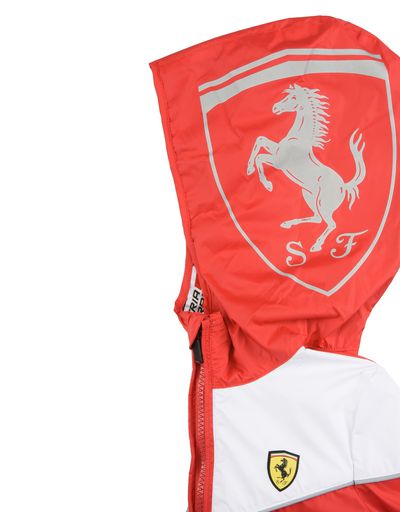 Scuderia Ferrari Online Store - Hooded jacket for teens with Scuderia Ferrari Icon Tape - Raincoats