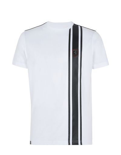 Scuderia Ferrari Online Store - Men's short-sleeve T-shirt with carbon fibre print - Short Sleeve T-Shirts