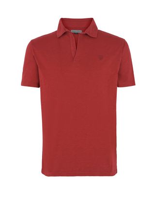 Scuderia Ferrari Online Store - Solid color polo shirt with an aged look - Short Sleeve Polos