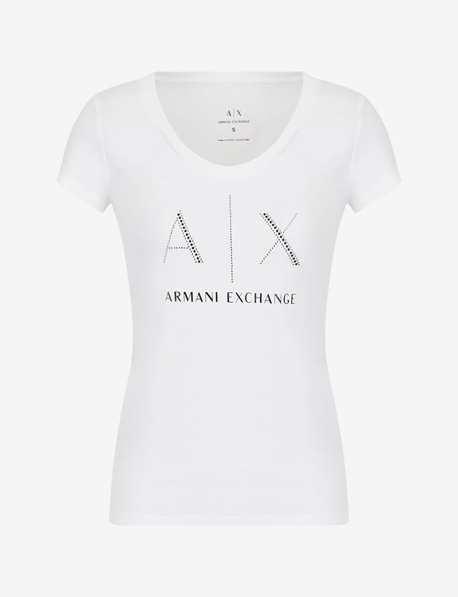 Armani Exchange T-Shirt Con Logo Bianco Cotone