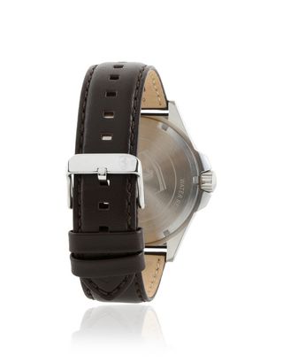 Scuderia Ferrari Online Store - Pilota steel watch with grey dial and leather strap - Quartz Watches