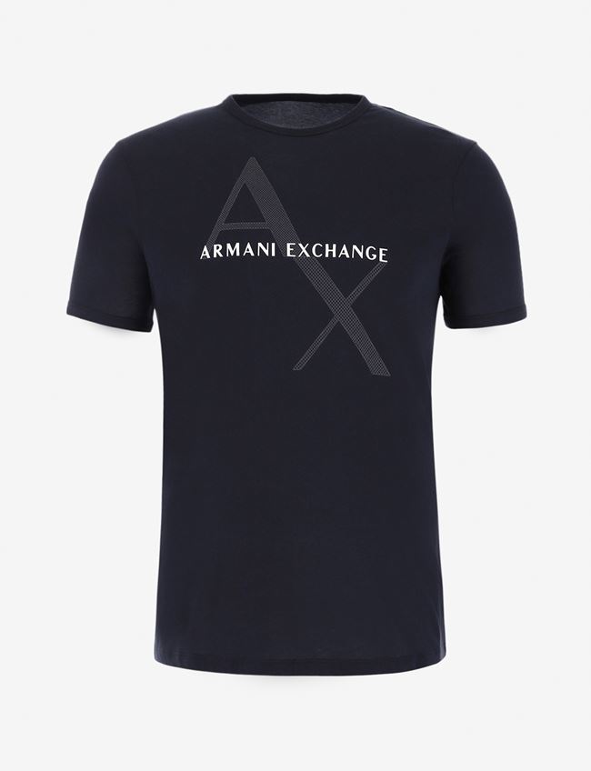 Armani Exchange Logo-T-Shirt Dunkelblau Baumwolle