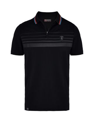 Scuderia Ferrari Online Store - Short-sleeve zipped polo shirt with rubberized print - Short Sleeve Polos