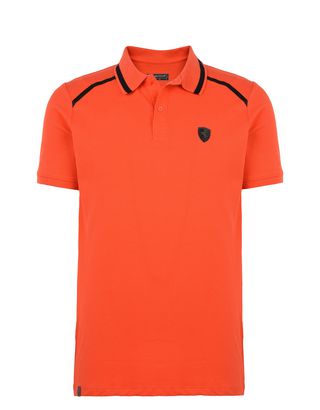 Scuderia Ferrari Online Store - Short-sleeve cotton polo shirt with rubberised print - Short Sleeve Polos