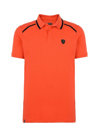 Scuderia Ferrari Online Store - Short-sleeve cotton polo shirt with rubberised print - Short Sleeve Polos
