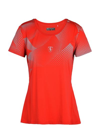 Scuderia Ferrari Online Store - Women's athletic T-shirt in reflective technical fabric - Short Sleeve T-Shirts