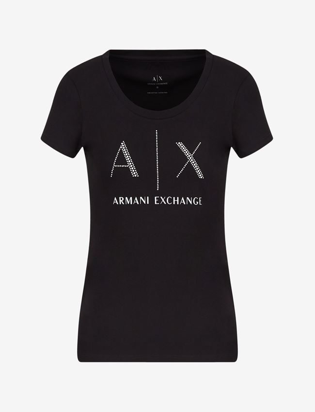 Armani Exchange T-Shirt Con Logo Nero Cotone