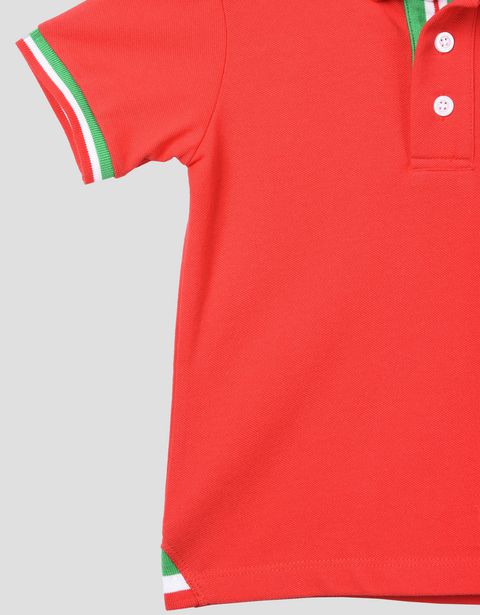 Scuderia Ferrari Online Store - Polo shirt for teens with Italian flag - Short Sleeve Polos