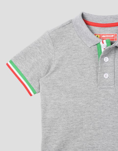 Scuderia Ferrari Online Store - Polo shirt for teens with Italian flag - Short Sleeve Polos