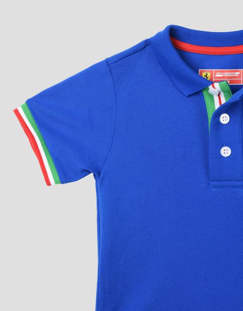 Scuderia Ferrari Online Store - Polo shirt for teens with Italian flag - Short Sleeve Polos
