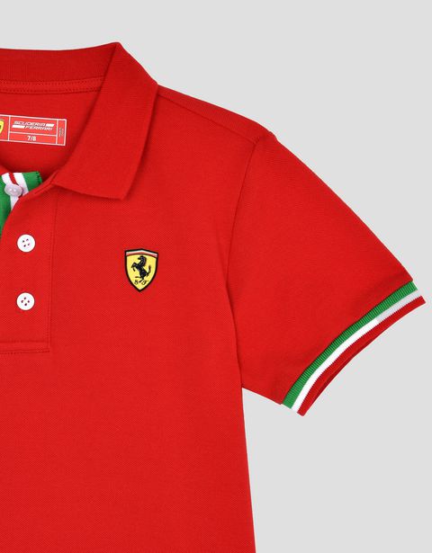 Scuderia Ferrari Online Store - Polo shirt for teens with Italian flag - Short Sleeve Polos