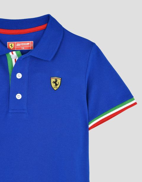 Scuderia Ferrari Online Store - Polo shirt for teens with Italian flag - Short Sleeve Polos