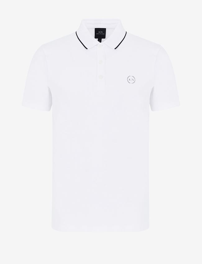 Armani Exchange Polo A Maniche Corte Bianco Cotone, Elastan