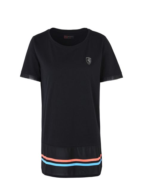 Scuderia Ferrari Online Store - Women's cotton T-shirt with perforated fabric inserts - Short Sleeve T-Shirts