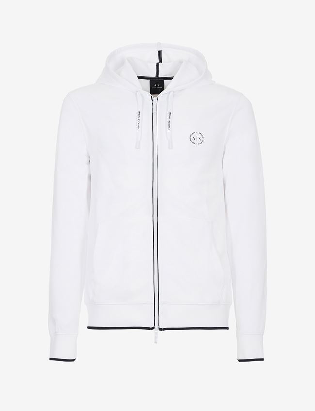 Armani Exchange Felpa Con Cappuccio Bianco Poliestere, Viscosa, Elastan