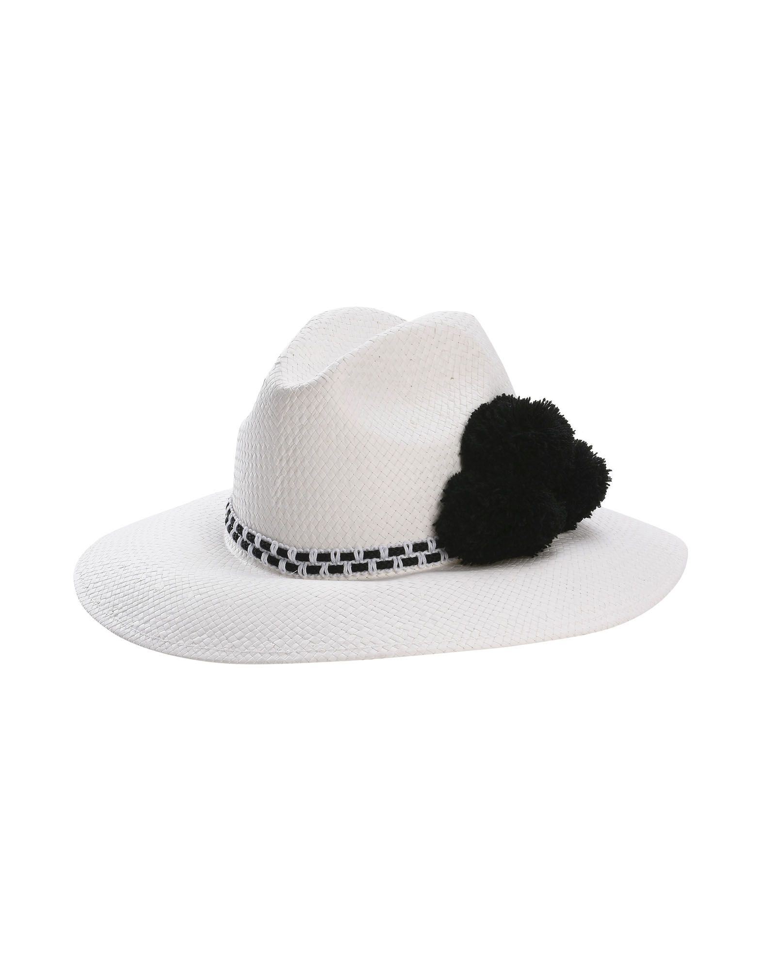 HELENE BERMAN London レディース 帽子 ホワイト 55 指定外繊維（紙） 100% FEDORA WITH POM & KNITTED BRAID