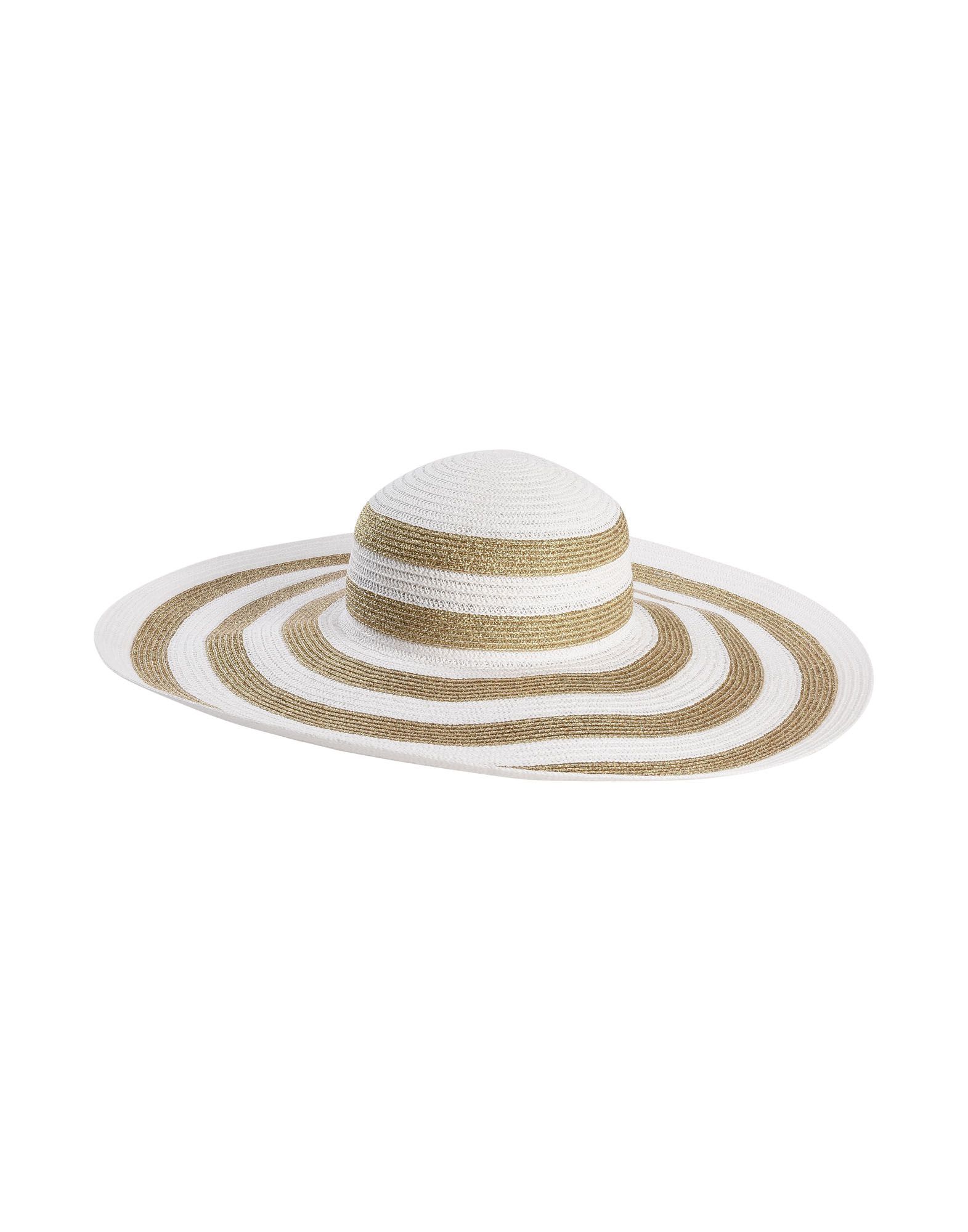 《送料無料》HELENE BERMAN London レディース 帽子 ホワイト 55 指定外繊維（紙） 100% METALLIC STRIPE FLOPPY HAT