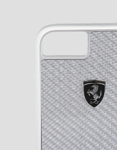 Scuderia Ferrari Online Store - Silver carbon fiber case for the iPhone 8 - Cover&Other Small Leather Good