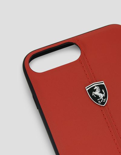 Scuderia Ferrari Online Store - Red rigid leather case for the iPhone 7 Plus and 8 Plus - Cover&Other Small Leather Good