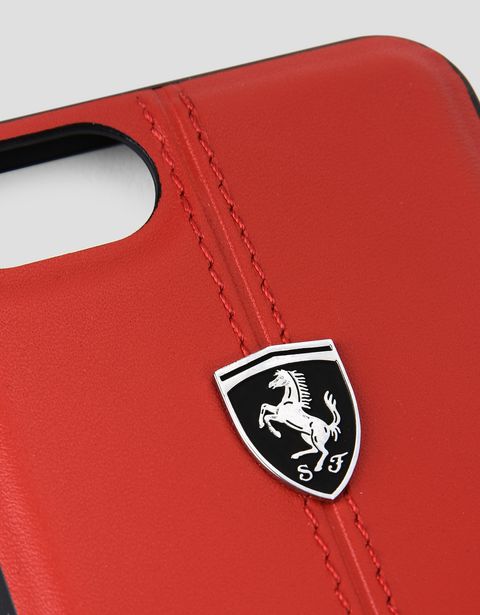 Scuderia Ferrari Online Store - Red leather case for iPhone 8 - Cover&Other Small Leather Good