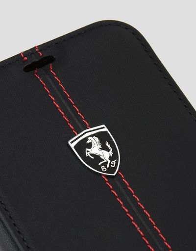 Scuderia Ferrari Online Store - Black leather flip case for iPhone X - Cover&Other Small Leather Good