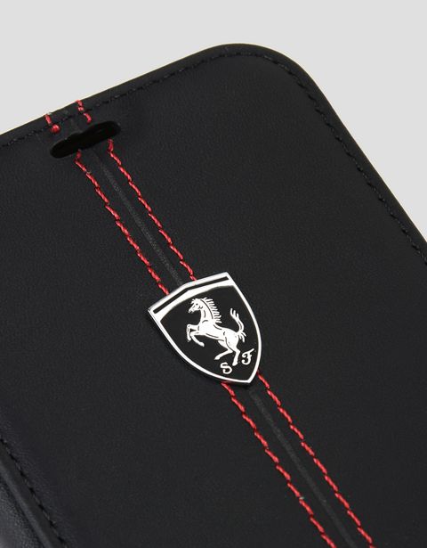 Scuderia Ferrari Online Store - Cover a libro in pelle nera per iPhone X - Cover&Other Small Leather Good