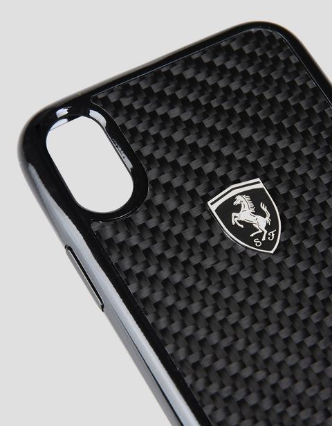 Scuderia Ferrari Online Store - Black carbon fibre case for iPhone X - Cover&Other Small Leather Good