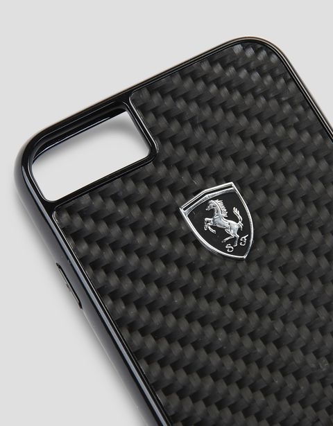 Scuderia Ferrari Online Store - Black carbon fibre case for iPhone 8 - Cover&Other Small Leather Good