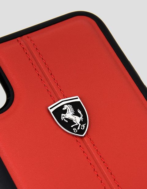 Scuderia Ferrari Online Store - Red leather case for iPhone X - Cover&Other Small Leather Good