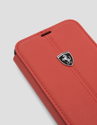 Scuderia Ferrari Online Store - Red leather bi-fold case for Galaxy 8 Plus - Cover&Other Small Leather Good