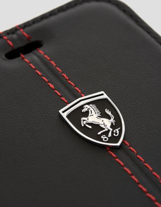 Scuderia Ferrari Online Store - Black leather bi-fold case for iPhone 8 - Cover&Other Small Leather Good