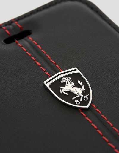 Scuderia Ferrari Online Store - Black leather flip case for iPhone 8 - Cover&Other Small Leather Good