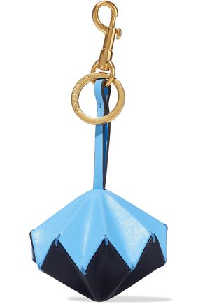 ANYA HINDMARCH WOMAN TRIGGER VERTEX TWO-TONE LEATHER KEYCHAIN BLUE,US 14693524283528639