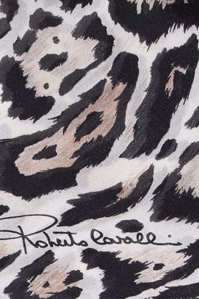 Leopard Print Silk Scarf Roberto Cavalli Up To 70 Off Roberto Cavalli Leopard Print Silk Scarf