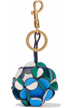 ANYA HINDMARCH WOMAN TRIGGER PI COLOR-BLOCK LEATHER KEYCHAIN BLUE,US 14693524283613973