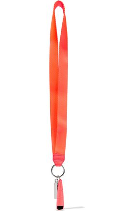 ALEXANDER WANG ALEXANDER WANG WOMAN LEATHER-TRIMMED NEON TWILL KEYCHAIN CORAL,3074457345618835196