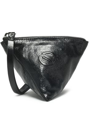 MCQ BY ALEXANDER MCQUEEN MCQ ALEXANDER MCQUEEN WOMAN EMBOSSED CRACKED-LEATHER COIN PURSE BLACK,3074457345618777542