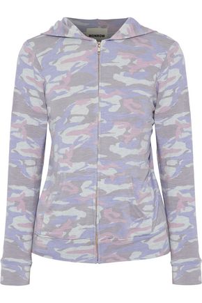 MONROW WOMAN PRINTED STRETCH-JERSEY HOODED JACKET LAVENDER,GB 1914431940470035