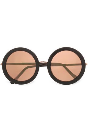 Sunday Somewhere Sunglasses SUNDAY SOMEWHERE WOMAN ISABELLA ROUND-FRAME ACETATE AND ROSE GOLD-TONE SUNGLASSES ROSE GOLD