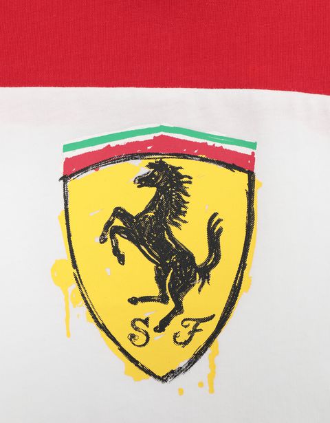 Scuderia Ferrari Online Store - Two-tone infant T-shirt with Shield - Short Sleeve T-Shirts