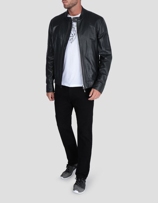 Scuderia Ferrari Online Store - Men's jacket in lambskin nappa leather - Leather Jackets