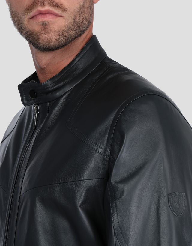 Scuderia Ferrari Online Store - Men's jacket in lambskin nappa leather - Leather Jackets