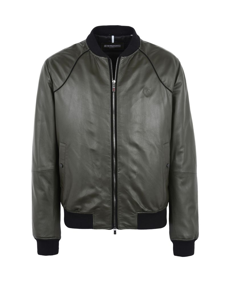 Ferrari Men’s padded leather bomber jacket Man | Scuderia Ferrari ...