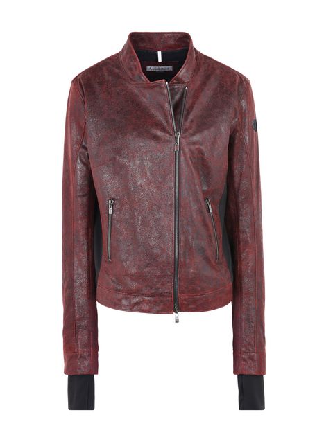 Scuderia Ferrari Online Store - Women's padded jacket in crackle leather - Leather Jackets